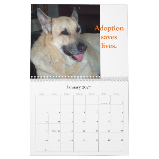Een dierkalender voor de container goedkeuren kalender (Jan 2027)