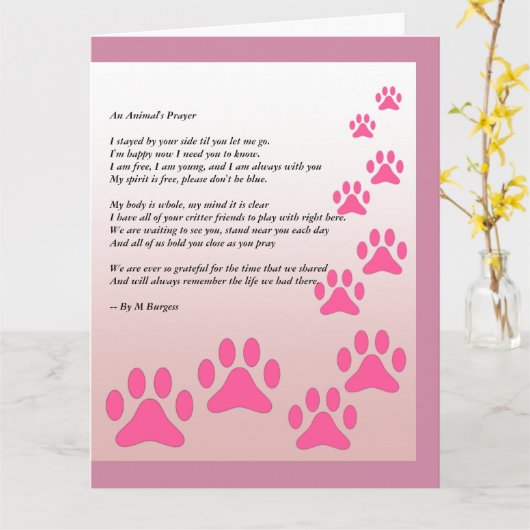 Een dierlijk gebed - kaart (Gele Bloem)