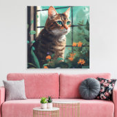 Een digitaal portret van een kat op canvas (Insitu (Woonkamer))