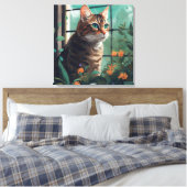 Een digitaal portret van een kat op canvas afdruk (Insitu (Slaapkamer))