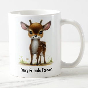 Een digitaal schilderij van een heel schattig hert koffiemok