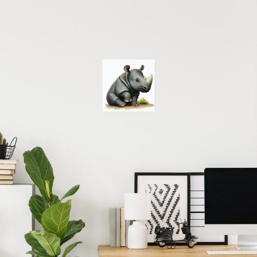 Een digitaal schilderij van een jonge Schattigee n Poster (Thuiskantoor)