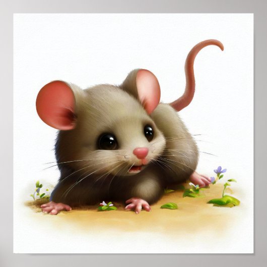 Een digitaal schilderij van een jonge Schattigee r Poster (Voorkant)