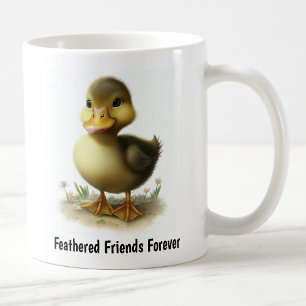 Een digitaal schilderij van een knuffelachtige een koffiemok