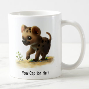 Een digitaal schilderij van een schattige hyena koffiemok