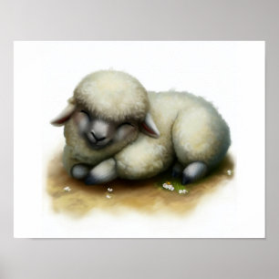 Een digitaal schilderij van een Schattige Karakul- Poster
