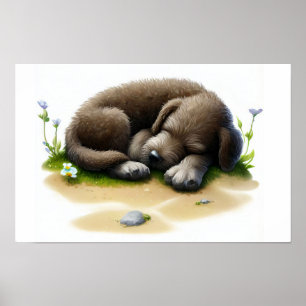 Een digitaal schilderij van een Schattigee Ierse W Poster