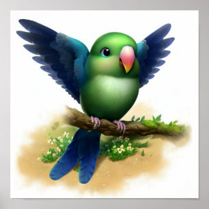 Een digitaal schilderij van een Schattigee Indigo- Poster