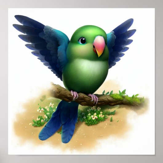 Een digitaal schilderij van een Schattigee Indigo- Poster (Voorkant)