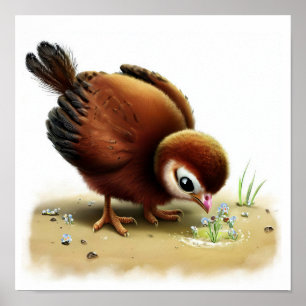 Een digitaal schilderij van een Schattigee jonge I Poster