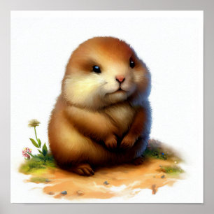 Een digitaal schilderij van een Schattigee jonge M Poster