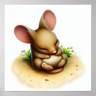 Een digitaal schilderij van een Schattigee Kangoer Poster