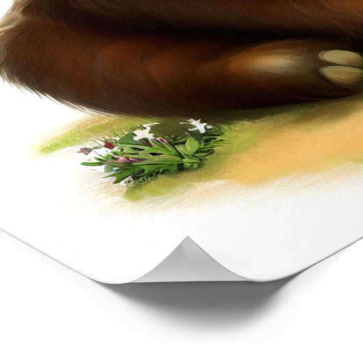 Een digitaal schilderij van een Schattigee Musk Ox Poster (Hoek)