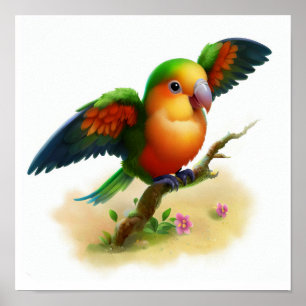 Een digitaal schilderij van een Schattigee Oranje  Poster