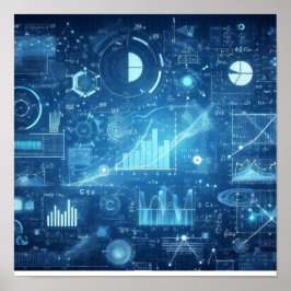 Een digitale blauwdruk verlicht poster