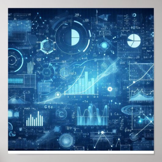 Een digitale blauwdruk verlicht poster (Voorkant)