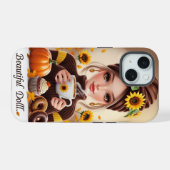 Een digitale illustratie van een pop in telefoonho iPhone 15 case (Achterkant horizontaal)