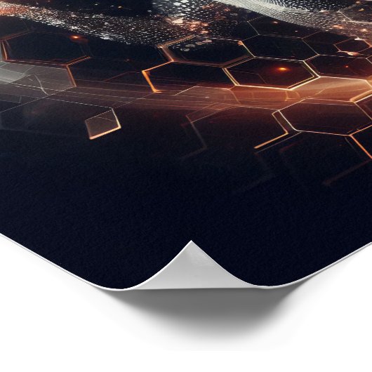 Een digitale levensvorm die interageert met een vi poster (Hoek)