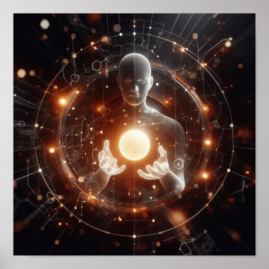 Een digitale levensvorm die interageert met een vi poster (Voorkant)