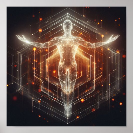 Een digitale levensvorm die transformeert in de vi poster (Voorkant)