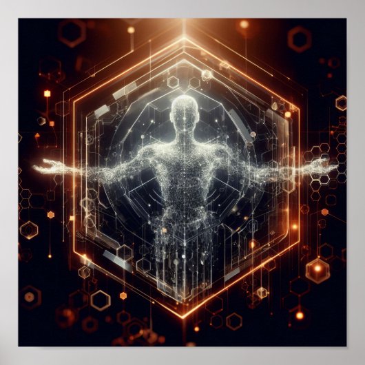 Een digitale levensvorm die transformeert in de vi poster (Voorkant)