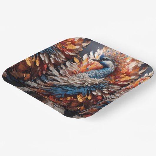 Een digitale Peacock Renaissance Papieren Bordje (Gebogen)