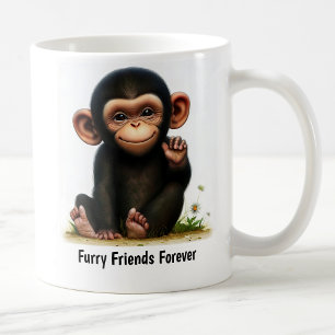 Een digitale schilderij van een schattige chimpans koffiemok
