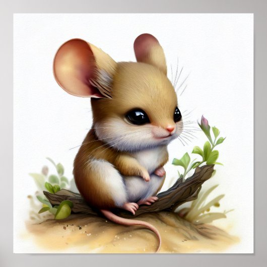 Een digitale schilderij van een schattige jerboa poster (Voorkant)