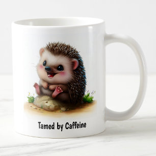 Een digitale schildering van een knuffel egel koffiemok