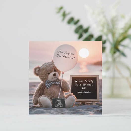 Een digitale zwangerschapsaankondiging van neutraa kaart (Staand voorkant)