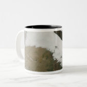 Een dikke bank met lage wolken tweekleurige koffiemok (Voorkant links)