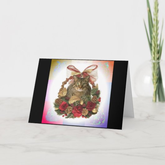 Een dikke kerstkat feestdagen kaart (Voorkant)
