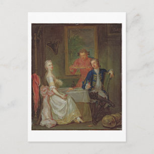 Een diner-gesprek (een Man en vrouw Drink op Briefkaart