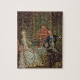 Een diner-gesprek (een Man en vrouw Drink op Legpuzzel