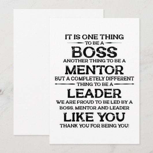 Eén ding om baas te zijn | mentor | Citaat Leader Bedankkaart (Voorkant / Achterkant)