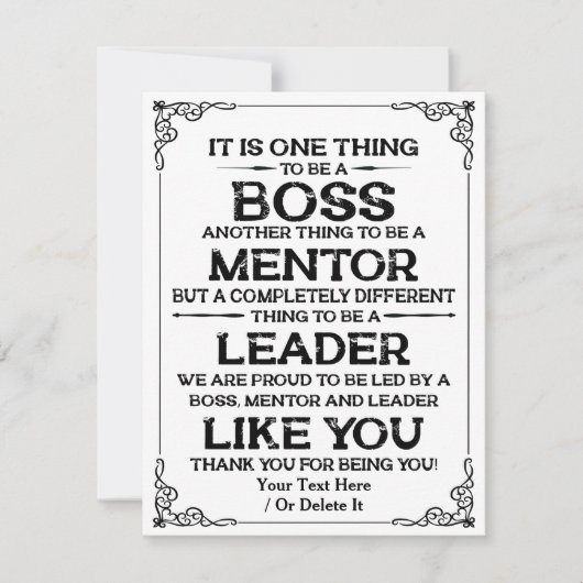 Eén ding om baas te zijn | mentor | Citaat Leader Feestdagenkaart (Voorkant)