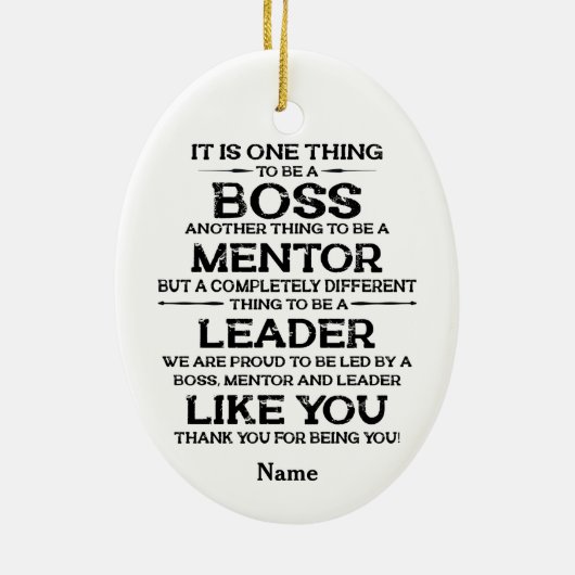 Eén ding om baas te zijn | mentor | Citaat Leader Keramisch Ornament (Achterkant)