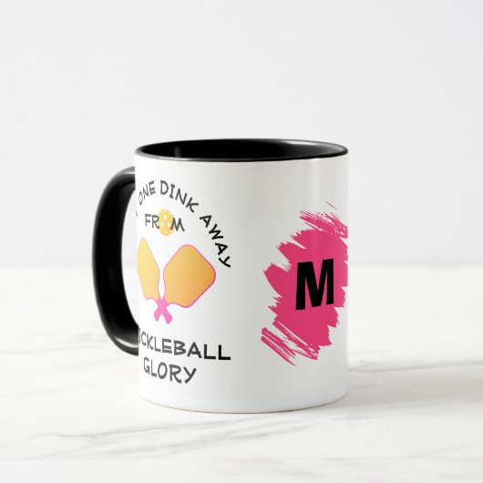 ÉÉN DINK AWAY Monogram Pickleball Mok (Voorkant links)