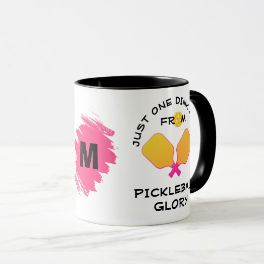 ÉÉN DINK AWAY Monogram Pickleball Mok (Voorkant rechts)