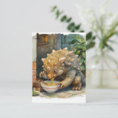 Een Dino Eten Ramen Briefkaart (Staand voorkant)