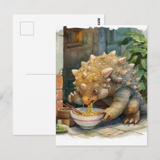 Een Dino Eten Ramen Briefkaart (Voorkant / Achterkant)
