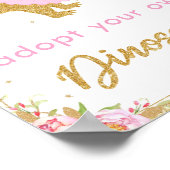 Een Dinosaur Birthday Party Sign Floral T-rex aann Poster (Hoek)