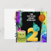 Een dinosaurus 2e verjaardag save the date (Voorkant / Achterkant)
