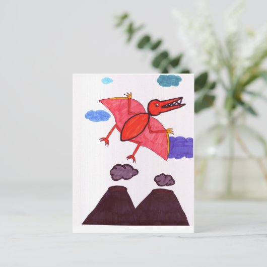 Een dinosaurus briefkaart (Staand voorkant)