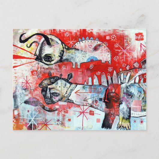 Een dinosaurus met naïeve geest in slangen briefkaart (Voorkant)