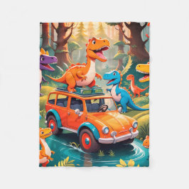 Een dinosaurusfamilie neemt een vakantie fleece de deken