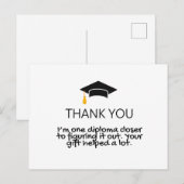 "Eén diploma dichterbij" Grappige afstudeer-bedank Briefkaart (Voorkant / Achterkant)
