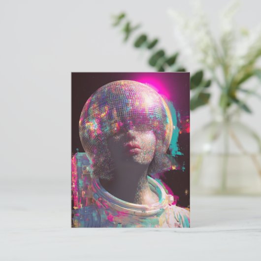 Een disco astronaut briefkaart (Staand voorkant)