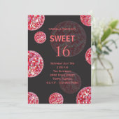 een disco bash - zoete 16 - jarige uitnodiging (Staand voorkant)