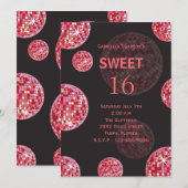 een disco bash - zoete 16 - jarige uitnodiging (Voorkant / Achterkant)